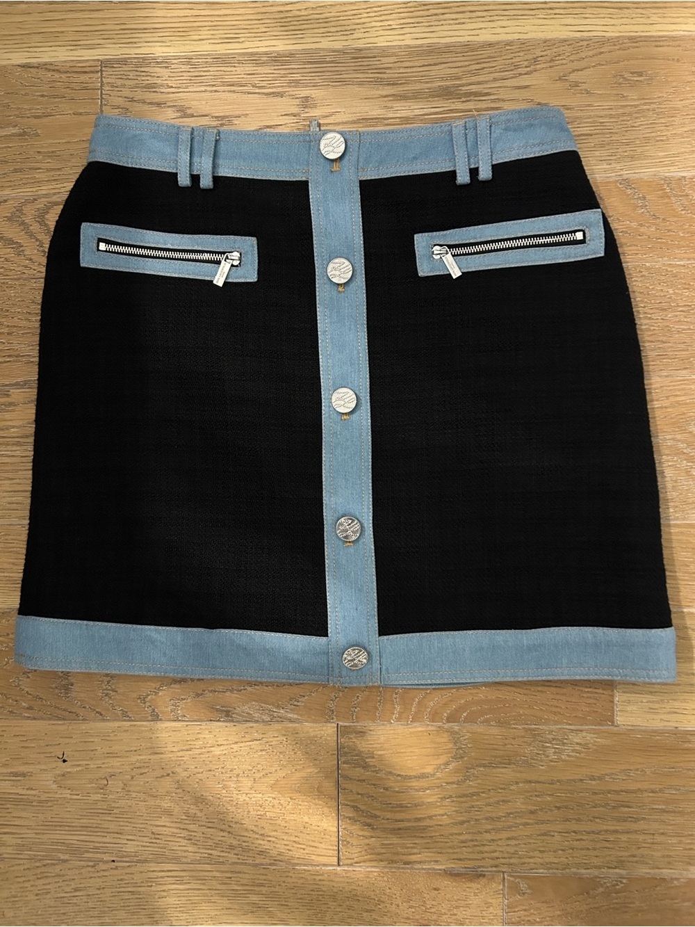 NWT, Women’s Blue Tweed Denim mini skirt, size 10, Karl Lagerfeld - Picture 4 of 10
